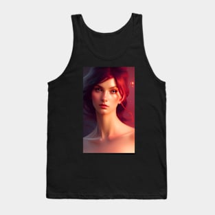 Pretty Fantasy Red Witch Artwork Tank Top